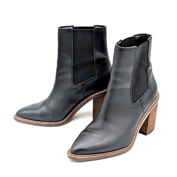 Crown Vintage Pimmy Bootie Womens 7 Black Leather Chelsea Ankle Boots Urban Chic - Picture 1 of 9